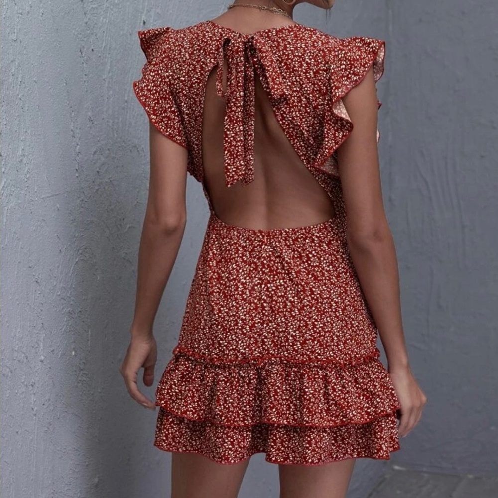 Ruffle Trim Floral Dress - Picture 4 of 4
